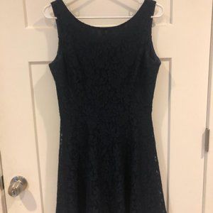 Speechless Womens Navy Blue Lace Overlay Sleeveless Fit And Flare Dress